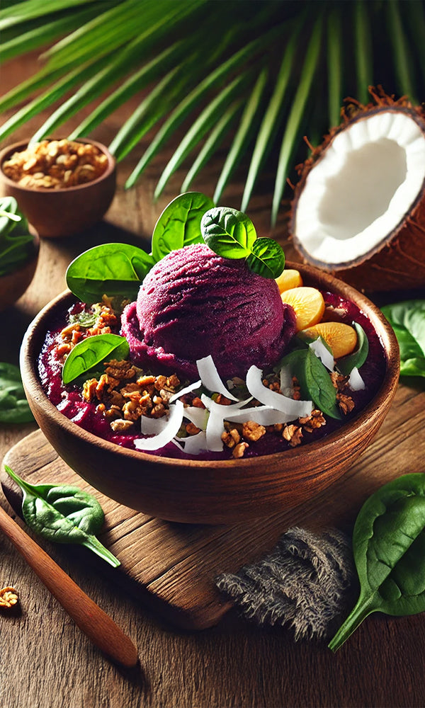 Açaí + Spinach + Coconut Water Cream Sorbet Bowl Recipe