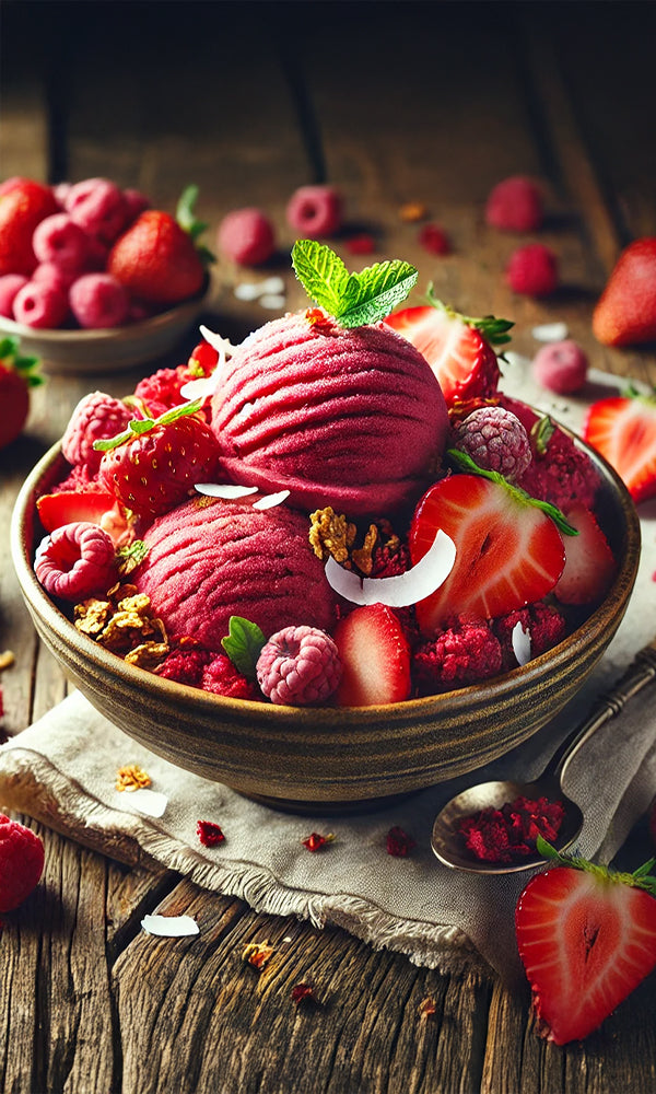 Strawberry+ Raspberry Cream Sorbet Bowl Recipe