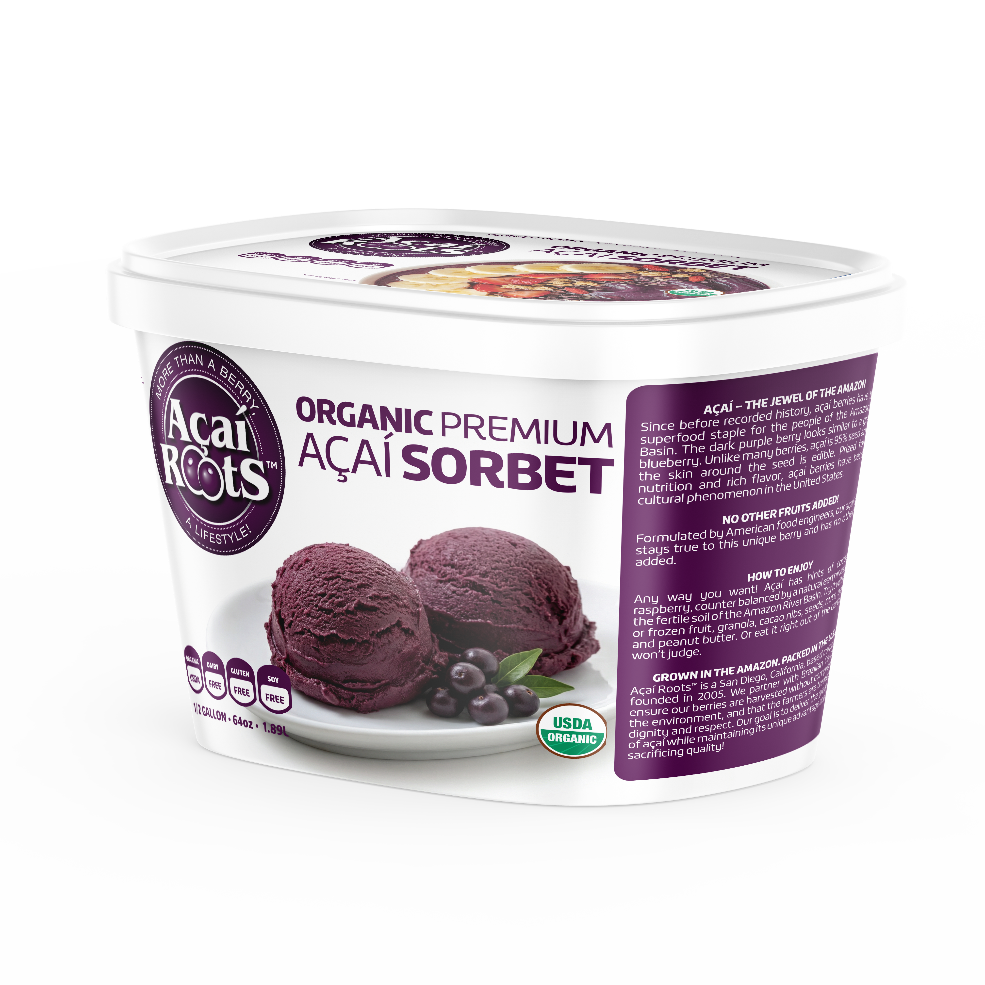 64OZ/48OZ AÇAÍ SORBET - Acai Roots 64OZ/48OZ AÇAÍ SORBET - Acai Roots