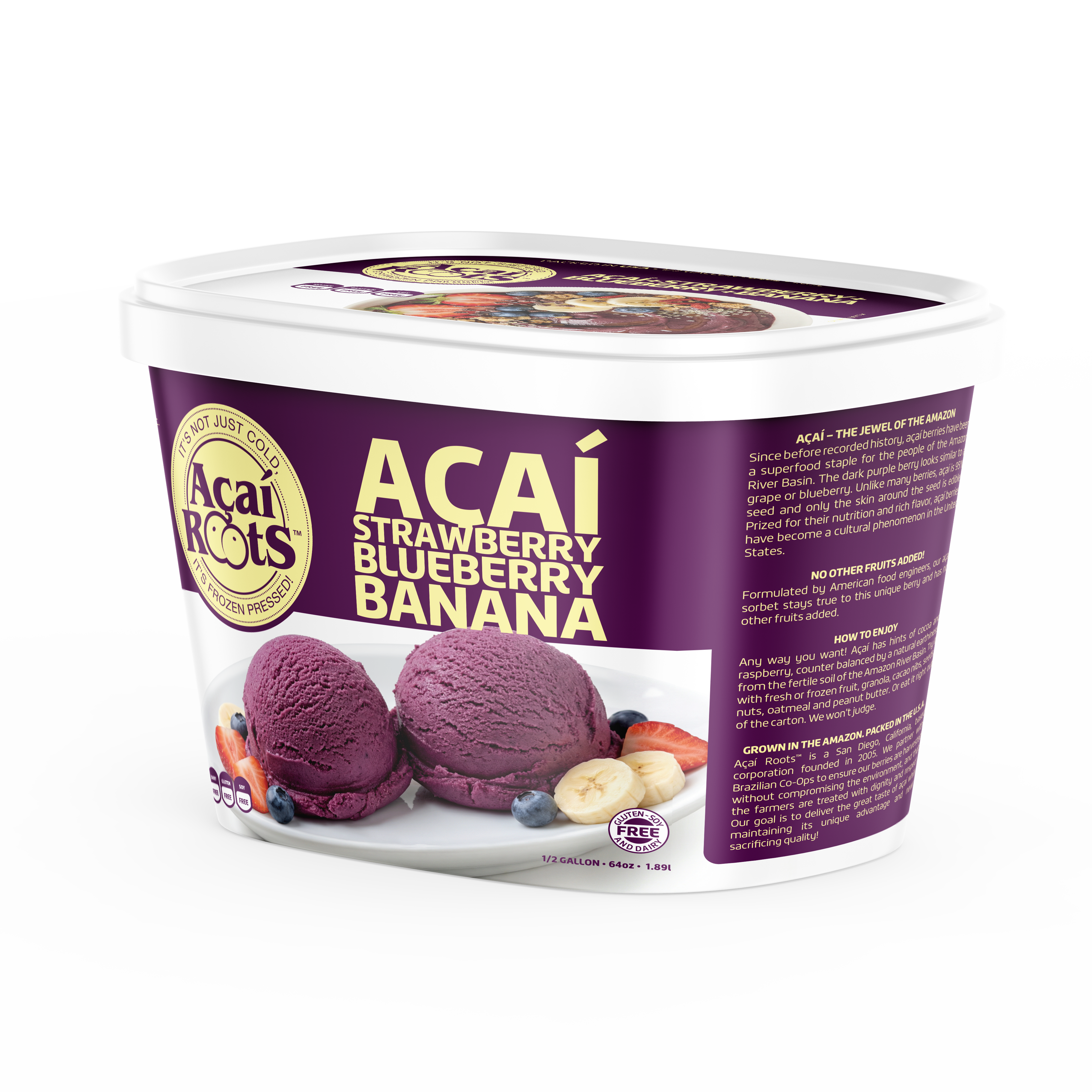 64OZ/48OZ ACAI + STRAWBERRY + BLUEBERRY + BANANA - Acai Roots