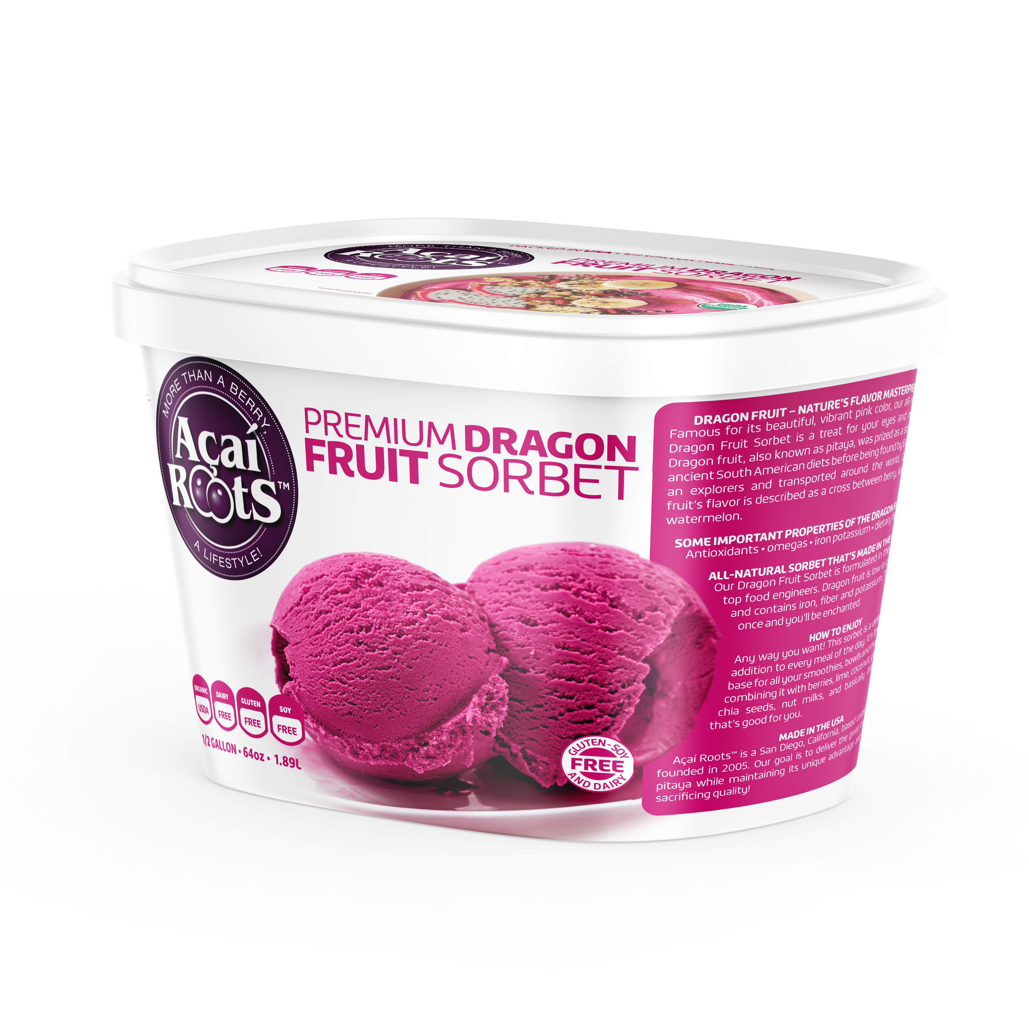 64OZ/48OZ DRAGON FRUIT (PITAYA) - Acai Roots 64OZ/48OZ DRAGON FRUIT (PITAYA) - Acai Roots