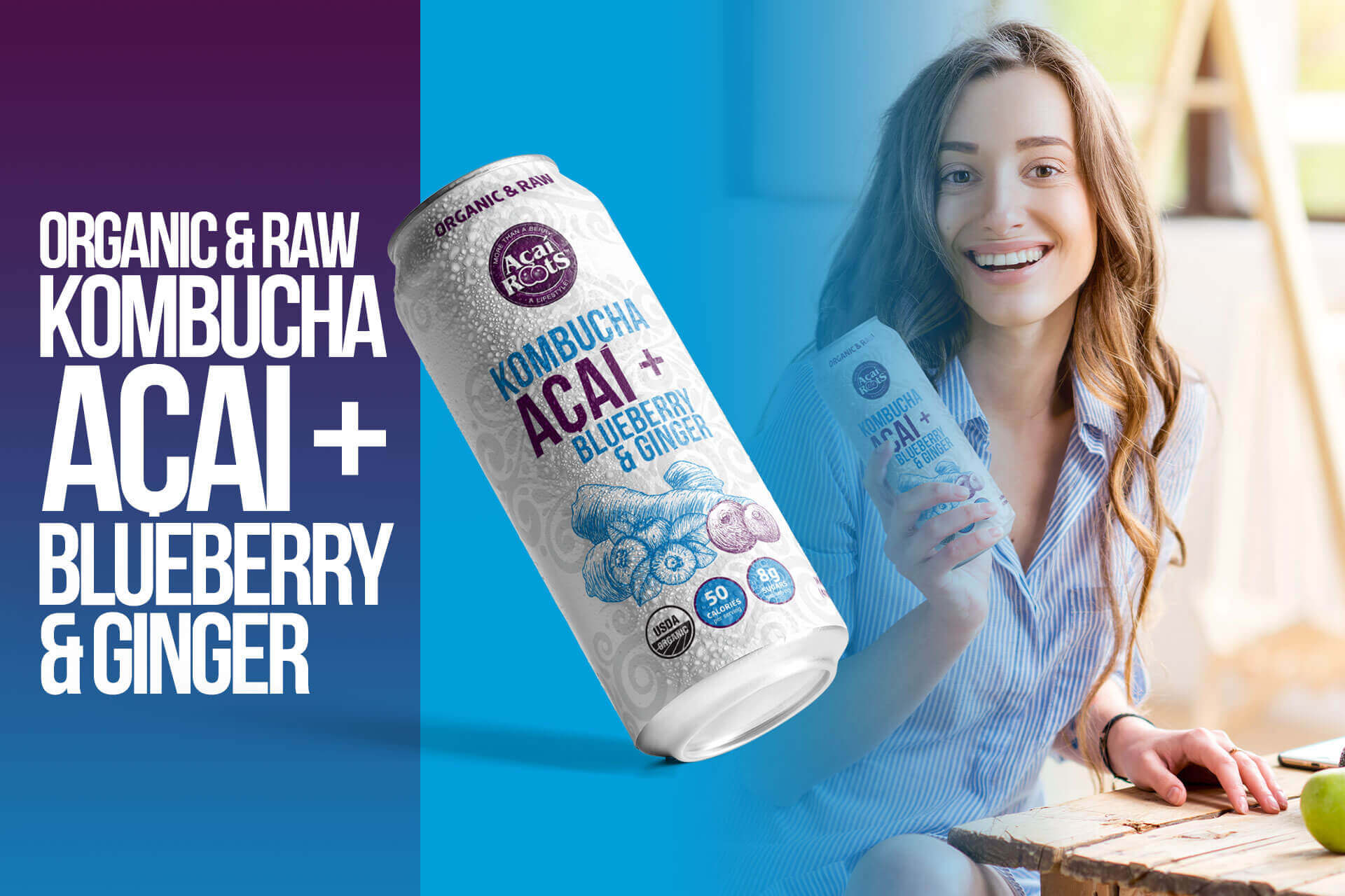 AÇAÍ + BLUEBERRY + GINGER KOMBUCHA