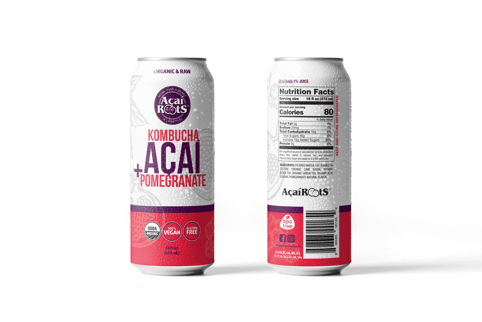 ORGANIC & RAW AÇAÍ + POMGEGRANATE KOMBUCHA